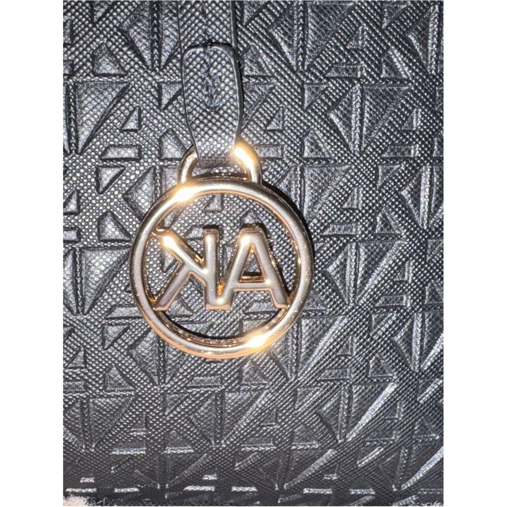 Anne Klein Black Embossed Tote with Gold Charm Accent - Picture 4 of 7